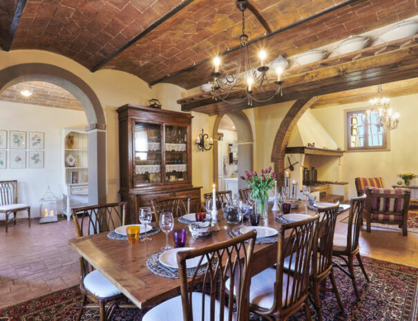 Timeless-Tuscany-Villa-La-Fonte-dining-room-fireplace